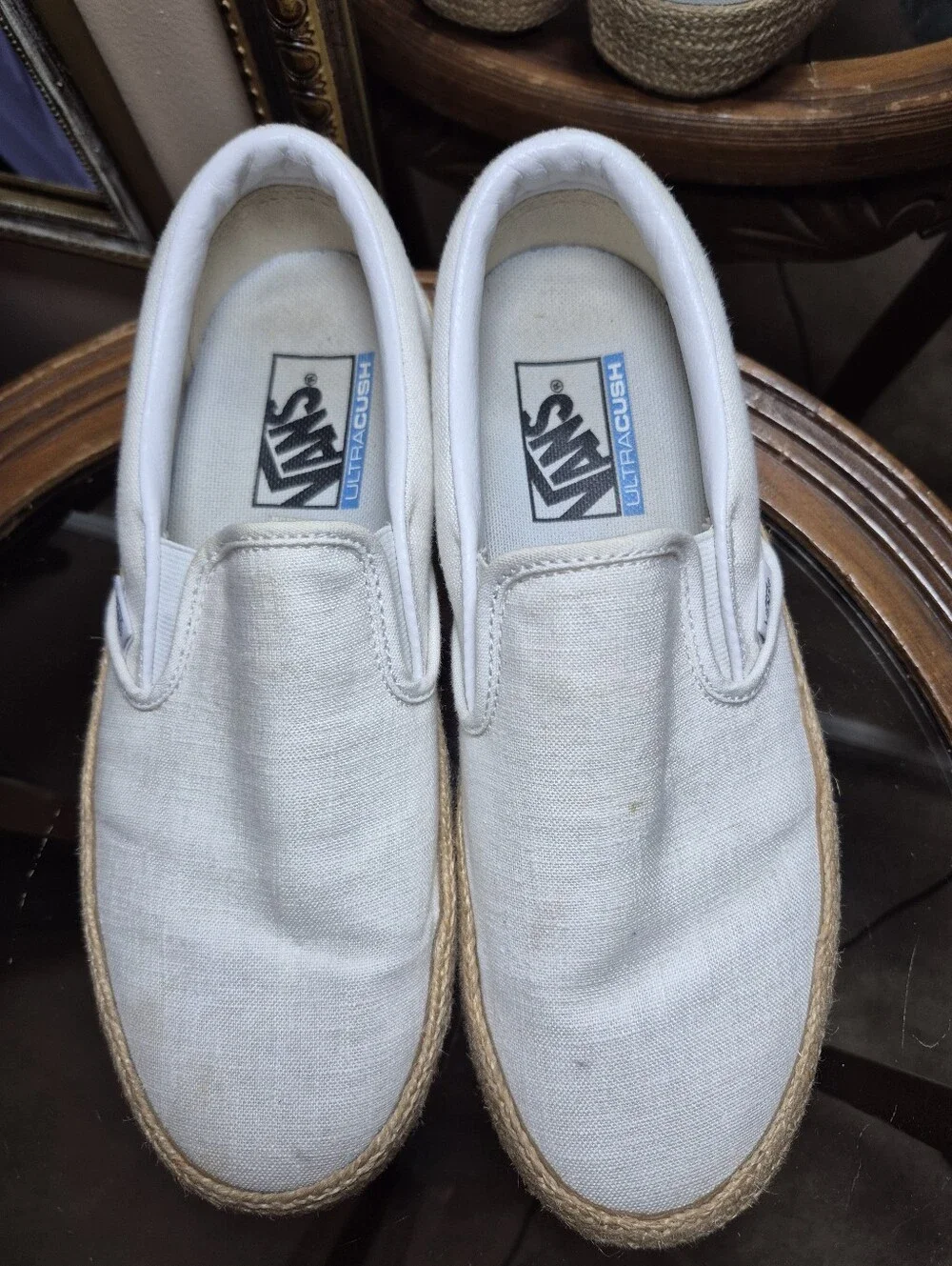 VANS Linen Slip-On Platform Espadrille SF Shoes - Womens Size 7.5